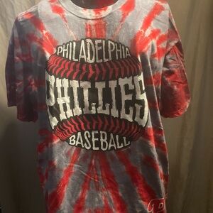 Liquid Blue Red and Gray Phillies Short Sleeve Tee NEW